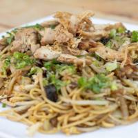 Yakisoba Vegetables · Sliced Napa Cabbage, Mushrooms, Bean Sprouts, Onion. Topped with Namasu, scallions, chopped ...