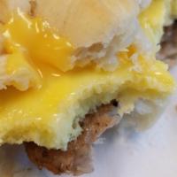 Croissant · Sausage, egg, American cheese.
Not available Gluten Free. No meat substitutions other than b...