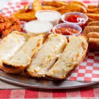 Appetizer Sampler · 6 chicken wings, 4 chicken fingers, 4 mozzarella sticks, onion rings, 4 jalapeno poppers, an...