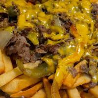 Loaded Philly Fries · French Fries, Philly Steak, grilled bell peppers, grilled onions, american cheese, and nacho...
