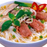 Pho Tai Chin (Eye-Round Steak* & Brisket) · Rare; consuming raw or undercooked meat, poultry, seafood, shellfish, or eggs may increase y...