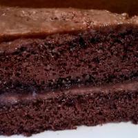 Chocolate Chocolate Cake · Rich chocolate cake with chocolate filling and chocolate frosting.