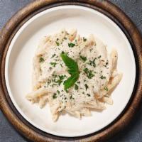 Alfredo'S Advocate Pasta (Corkscrew Pasta) · Corkscrew pasta tossed in creamy white sauce witih your choice of toppings!