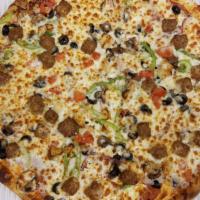 Large 15'' (8 Slice) Capitale Supremo Pizza · Pepperoni, Italian sausage, Canadian bacon, salami, black olives, mushrooms, red onions, roa...