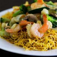 Crispy Egg Noodles With Seafood · 