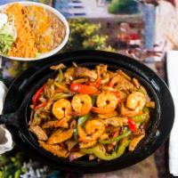 Fajitas · Pick from steak, chicken, or shrimp.
Bell peppers, and grill onions with house made fajitas ...