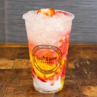 Coco Loco (24Oz) · Coconut juice and coconut meat with fresh strawberry & mango fruit bits.