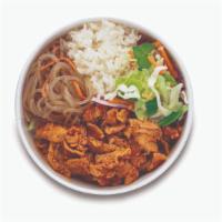 Hot Bop Bowl · Korean style BBQ pork. Served with rice, cabbage mix, and noodle.