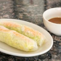 Gỏi Cuốn - Spring Rolls · Vegetarian. Two fresh spring rolls with steamed shrimp and pork slices, vermicelli and lettu...