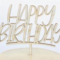 'Happy Birthday' Block Cake Topper · Made from a high quality maple wood. Measures 5.5” x 6.5” inches including stakes. Cake Topp...