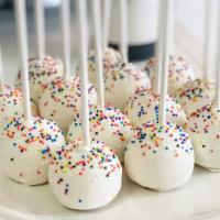 Very Vanilla Cake Pop · Our amazing vanilla cake coated in white chocolate and topped with rainbow sprinkles. All ca...