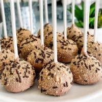 Chocolate Peanut Butter Cake Pop · Chocolate cake combined with creamy peanut butter, coated in milk chocolate, and topped with...