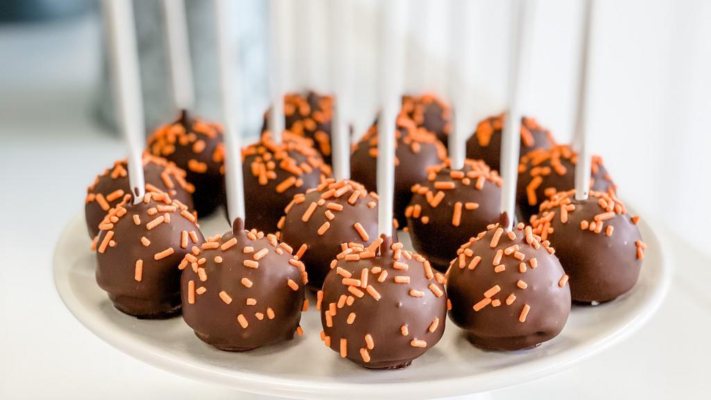 Orange Chocolate Cake Pop · Our moist orange cake dipped in chocolate and covered in orange sprinkles. If you like an orange + chocolate combo, this is the cake pop for you. All cake pops are individually wrapped.