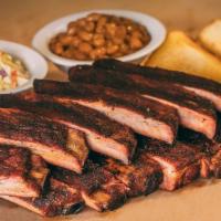Full Back · For the true rib lover! Includes a full rack of our slow-smoked ribs, 2 delicious sides, pic...
