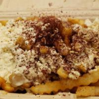 Gyro Fries · Our Greek fries with lamb and beef gyro meat.