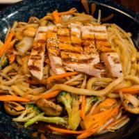 Chicken Udon Pasta · Teriyaki chicken served with vegetables & udon noodles.