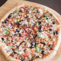 The Complete Combo Pizza · Salami, pepperoni, Canadian bacon, mushrooms, black olives, onions, green peppers, Italian s...