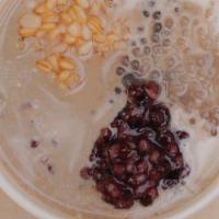 Taro Ball Milk Bowl No.5 · Included: tapioca, sago, red bean, purple rice, barley, and oats.