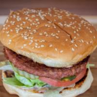 Beyond Burger · Plant-based burger, American or Swiss cheese, lettuce, tomato, pickles, secret sauce.
