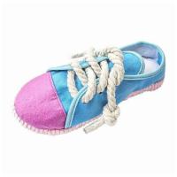Squeaky Dog Sneaker Shoe Chew Toy (Blue And Purple Sneaker) · -Durable and Safe Material: Made with 100% Polyester, suitable for pets to chew and toy with...