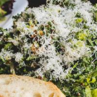 Kale · Romaine and organic kale, almond, golden raisins, organic quinoa, parmesan reggiano, shallot...