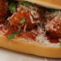 Meatball Sub · Homemade meatballs slathered in our amazing marinara recipe, topped with melted parmasean an...