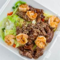 Beef And Shrimp Teriyaki Combo · The combo meal comes with Beef and Shrimp Teriyaki, 2 pieces of Spring Roll and a choice of ...