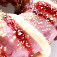 Strawberry Cheesecake · Strawberry glaze, drizzled with cream cheese frosting & Strawberry jelly topped with crumble...