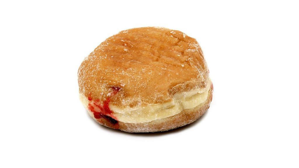 Raspberry Filled Donut · Everyone's favorite filled donut. Airy, light, glazed donut loaded with sweet, raspberry jelly filling.