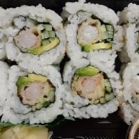 Tempura Shrimp Roll · Shrimp tempura, cucumber, avocado, sesame seeds.