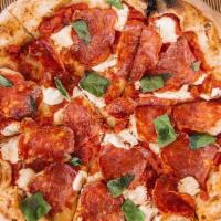 Pepperoni Pizza · Basil, mozarella