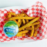 Spicy Fried Green Beans With Ranch · Just enough heat to warm you up, paired with Ranch Dressing to keep it cool!