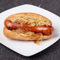 Kielbasa Sandwich · Authentic Polish sausage, served in hoagie with caramelized onions and homemade sauerkraut s...