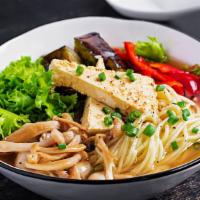Vegetable Ramen · Traditional vegetarian ramen recipe made with soy milk, kombu dashi, and topped with ramen e...