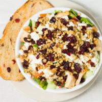 Cranberry, Feta, Chicken, Walnut Salad (Dinner) · Romaine lettuce, white chicken breast, Feta cheese, dried cranberries, walnuts, tomatoes, an...