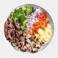 El Jefe Bowl · Hormone-Free Turkey Burger, Organic Grass-Fed Bison, Broccoli, Red Peppers, Red Onions and P...