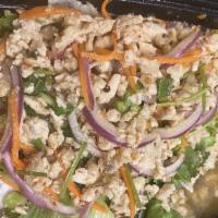 Larb · Traditional Thai salad with minced pork or Chicken served with dished salad. Ground pork or ...