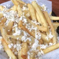 Feta Fries · French fries tossed with olive oil, Greek seasoning, and Feta cheese.