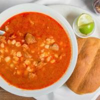 #14 Posole Diced Pork Hominy W/ Red Chile · 