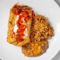 Chimichanga · With your choice taco, tamal or chile relleno, enchilada or tamal.