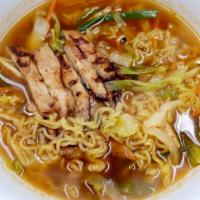 Spicy Ramen Soup · Customer select ( chicken, beef, pork, tofu, vegetable, shrimp).