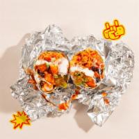 Shrimp Wham! Burrito · House burrito with grilled shrimp, Mexican rice, black beans, pico de gallo and cabbage.