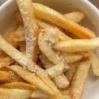 Parmesan Truffle Fries Gf Tg · small plate of fries with truffle oil and parm