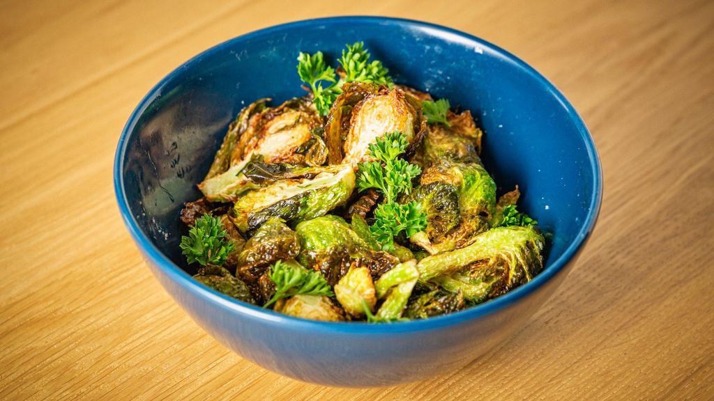 Brussel Sprouts · fried and tossed with ginger scallion sauce (GF)