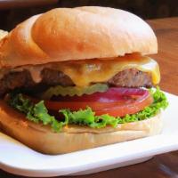 Classic Cheeseburger (D) · Tillamook cheddar, lettuce, onion, tomato, pickle, signature BOB sauce, kaiser bun.