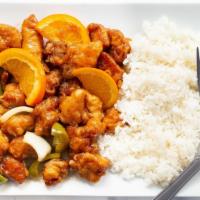 Orange Chicken · Chunks of chicken fried crispy then stir fried with chef's special orange sauce and fresh or...