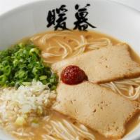 Vegan Miso
 · Vegan Miso Ramen topped with 2 slices of tofu, green onions, and leeks.