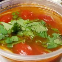 Tom Yum · Hot and sour soup with chili paste, galangal, lemongrass, kaffir lime leaves, mushrooms, tom...