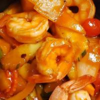 Sweet And Sour · Stir-fried pineapple, onion, bell pepper, cucumber, tomato and green onion with sweet and so...