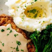 Chicken Fried Steak · Premium chicken fried steak, homemade buttery mashed potatoes and a side of mixed vegetables...